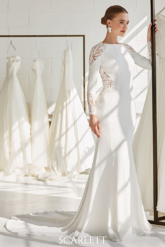 model showing the Scarlett wedding dress from the Ellis collection - The Wedding Centre, Hemel Hempstead
